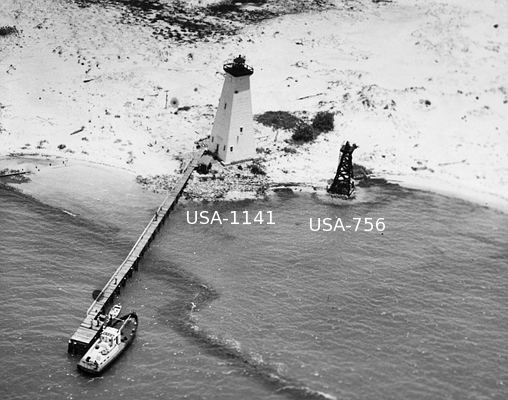 Ship Island Main and Range Lights - Copyright 1954 USCG